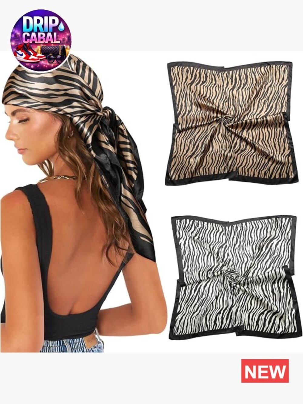 2 Pack 35" Large Satin Square Head Scarf for Women